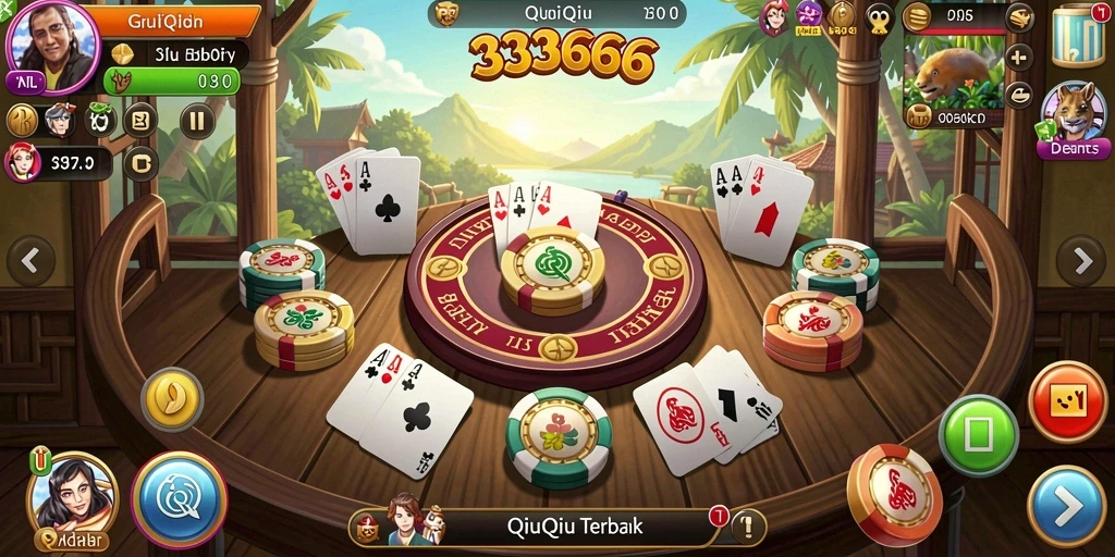 Tampilan gameplay QiuQiu yang menarik dan interaktif.
