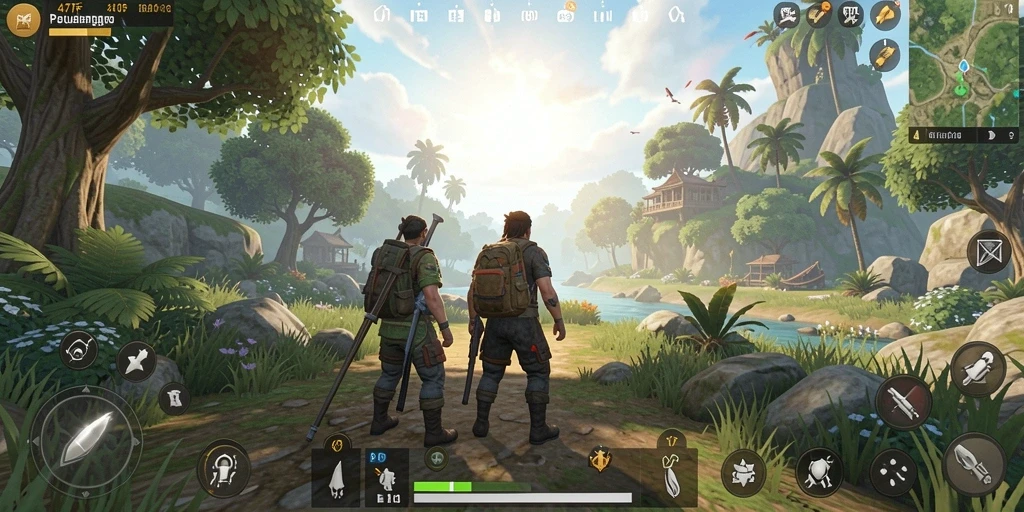 Tampilan gameplay menakjubkan dalam dunia terbuka 47F.