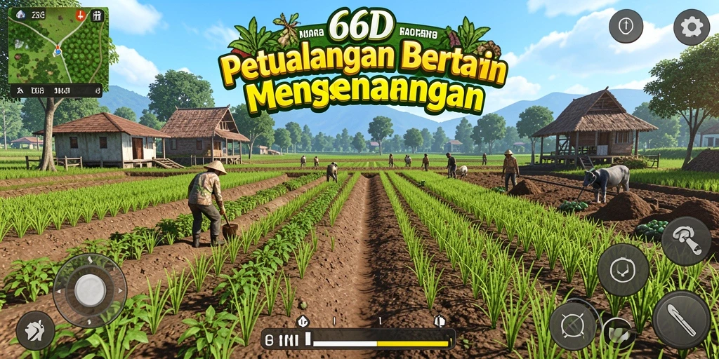 Screenshot gameplay 66D menampilkan aktivitas bertani yang seru.