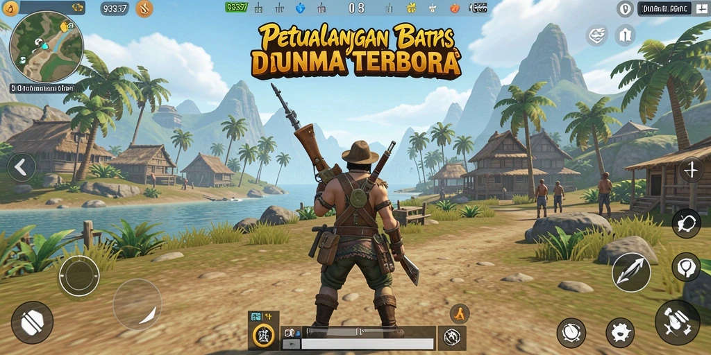 Tampilan gameplay petualangan di dunia terbuka yang menakjubkan.