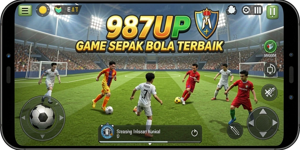Tampilan gameplay 987UP yang penuh aksi dalam pertandingan sepak bola.