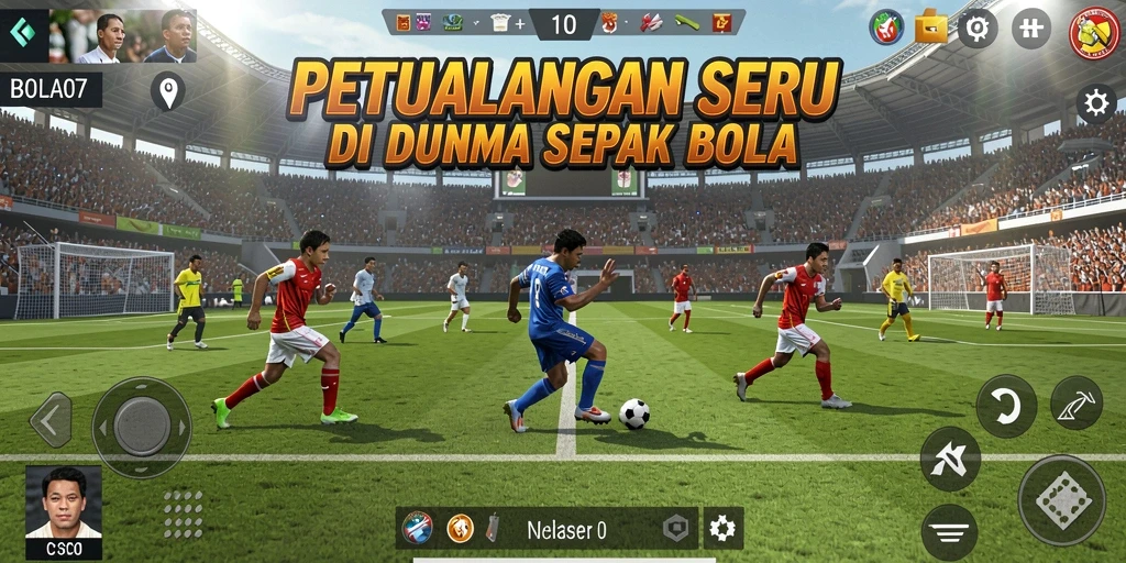 Gameplay mendebarkan dalam BOLA07 dengan aksi sepak bola yang menegangkan.