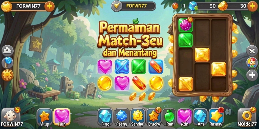 Screenshot gameplay FORWIN77 yang menunjukkan momen seru Match-3.