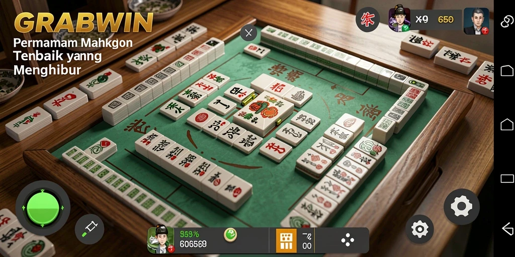 Tampilan gameplay seru dari GRABWIN, menampilkan momen permainan Mahjong yang mendebarkan.