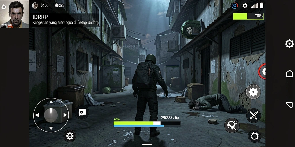 Tampilan gameplay menakutkan dari IDRRP dengan suasana mencekam.