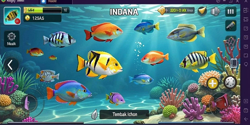 Tampilan gameplay INDAAA menunjukkan aksi tangkap ikan yang seru.
