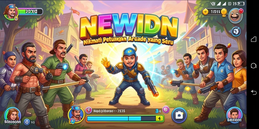 Screenshot utama NEWIDN menampilkan gameplay Arcade yang dinamis dan menarik.