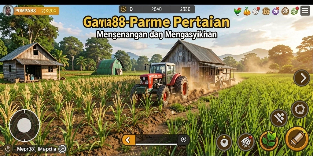 Screenshot tampilan gameplay POMPA88 dengan aktivitas bertani yang seru.