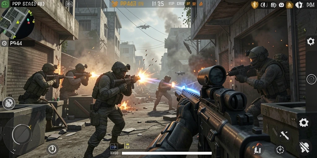 Screenshot dari gameplay PP444 yang menegangkan dan intens.