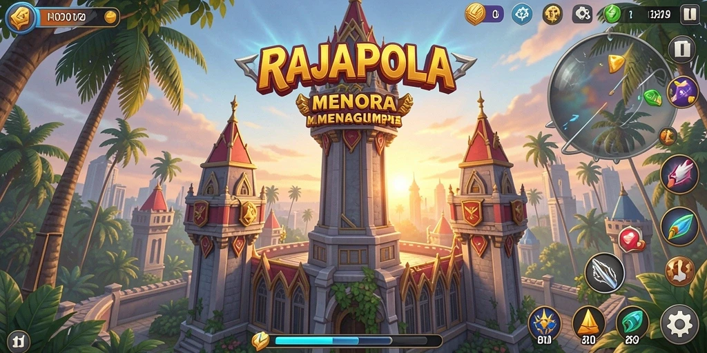 Screenshot gameplay RAJAPOLA menampilkan aksi Tower Defense yang seru.