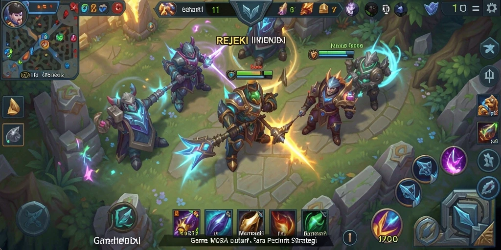 Screenshot gameplay REJEKI menampilkan pertarungan seru antara tim.