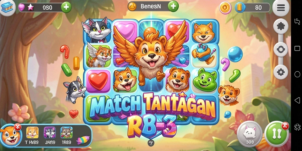 Screenshot gameplay RR89 menampilkan serunya permainan Match-3.