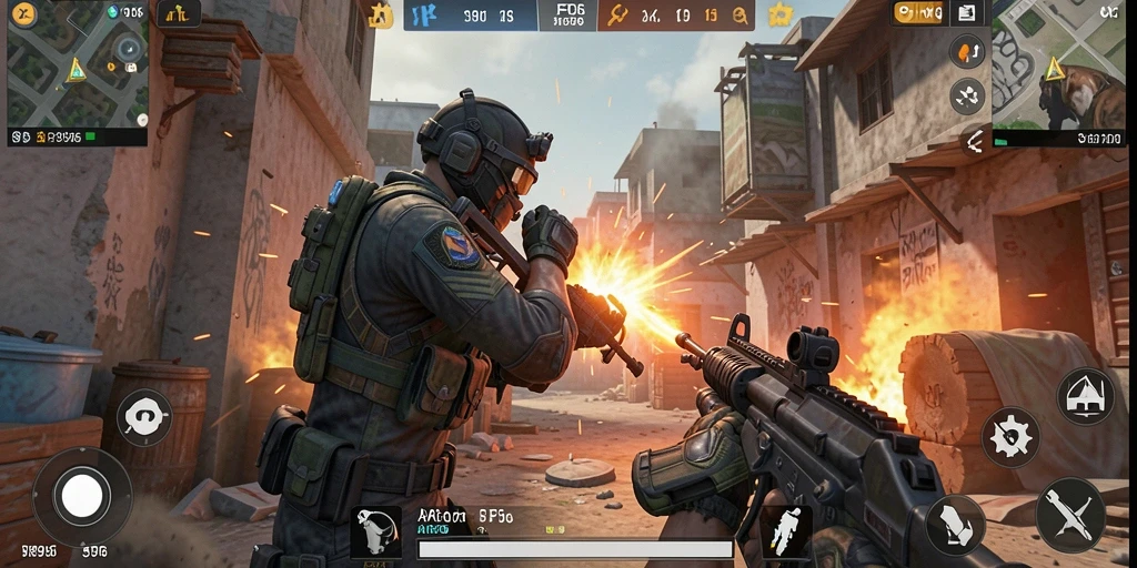 Tampilan mendebarkan saat gameplay SR996 dalam pertempuran FPS.