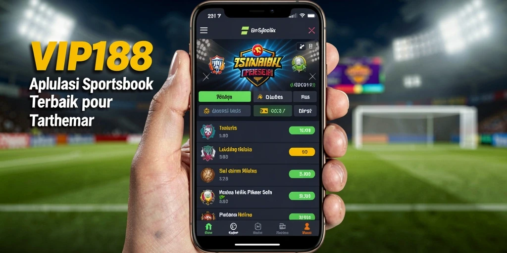 Screenshot utama menampilkan taruhan langsung dalam aplikasi Sportsbook.