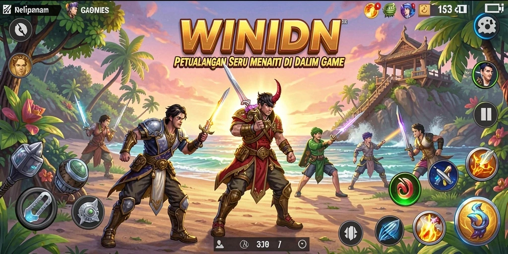 Screenshot gameplay WINIDN yang menunjukkan karakter menjelajahi dunia petualangan.
