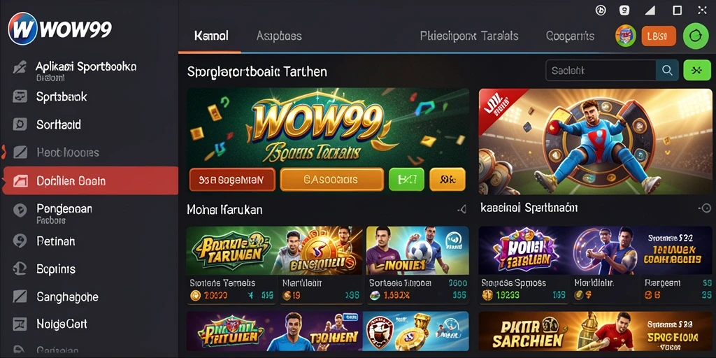 Screenshot WOW99 menunjukkan antarmuka sportsbook yang menarik dan informatif.