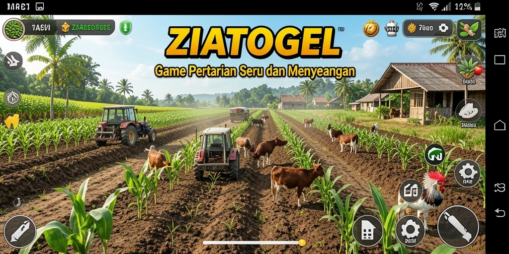 Tampilan gameplay menarik dari ZIATOGEL yang menunjukkan aktivitas bertani.
